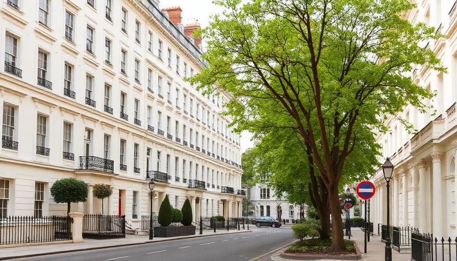 Elegant Regency terraces in Belgravia with white stucco facades and period windows