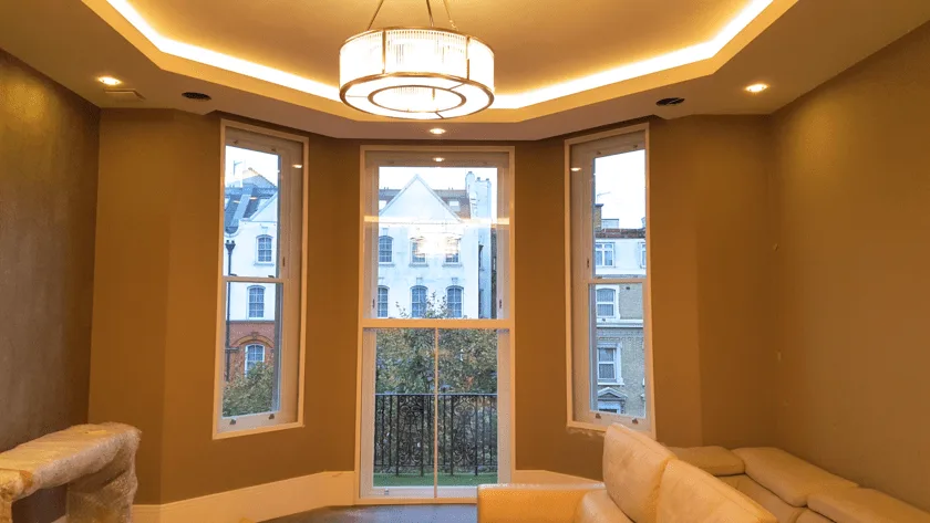 Horizontal sliding acoustic secondary glazing panel London