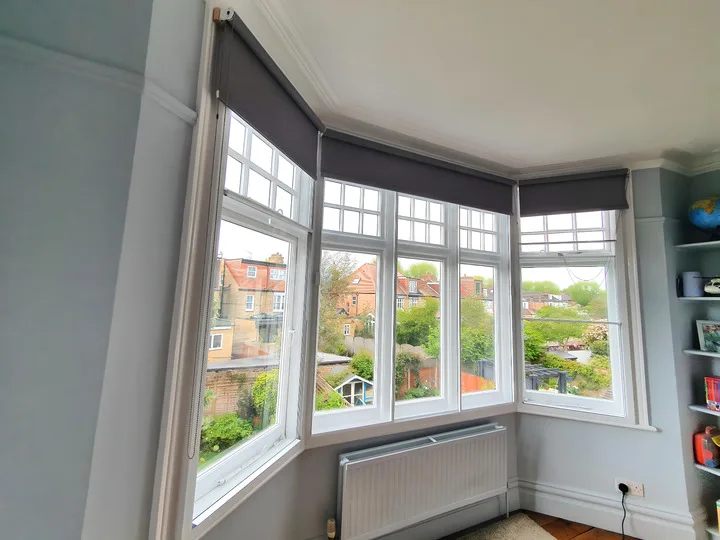 Sash bay window with bespoke secondary glazing panels installed