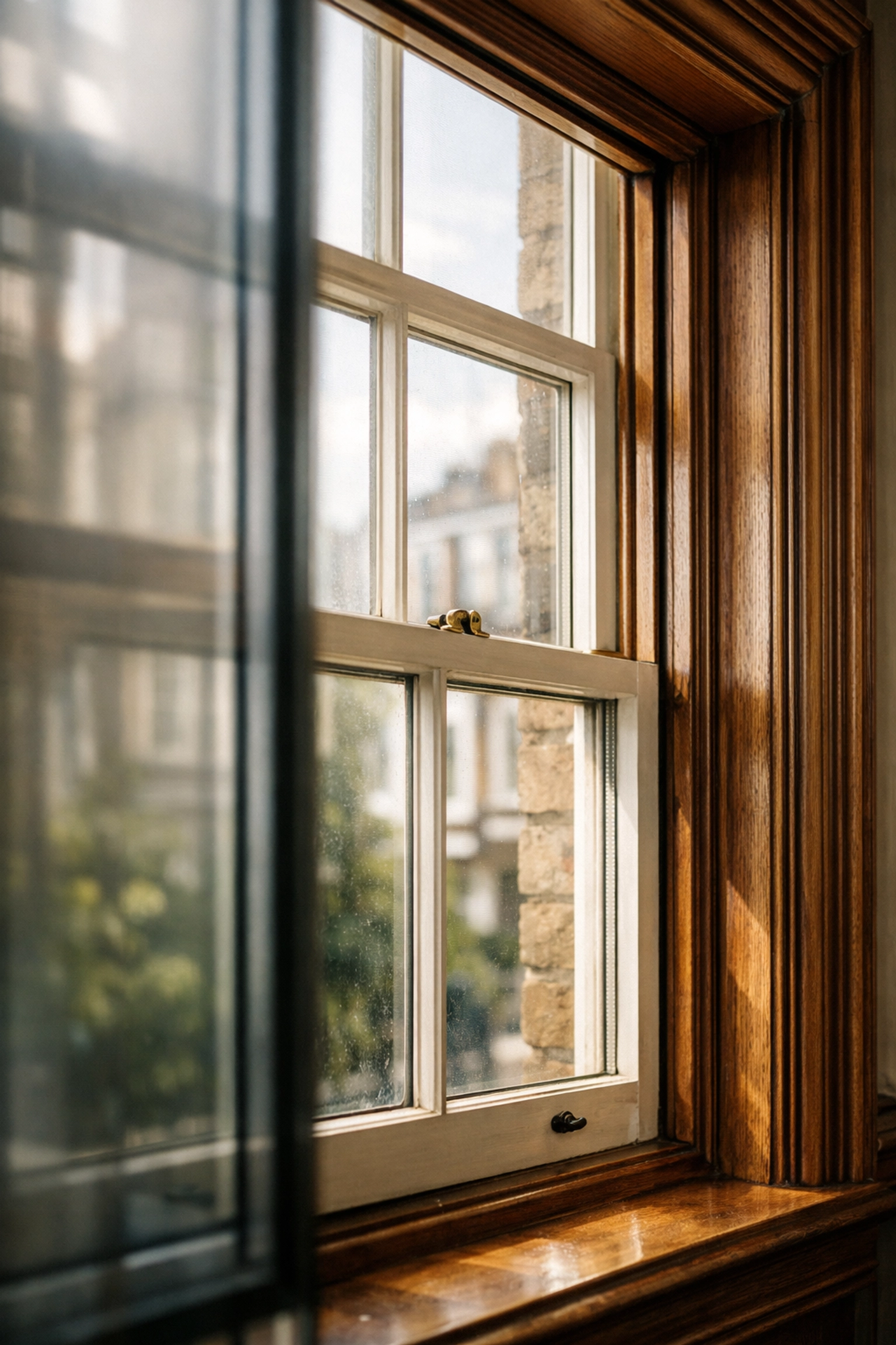 Victorian sash window with slimline acoustic secondary glazing installed — heritage property in London